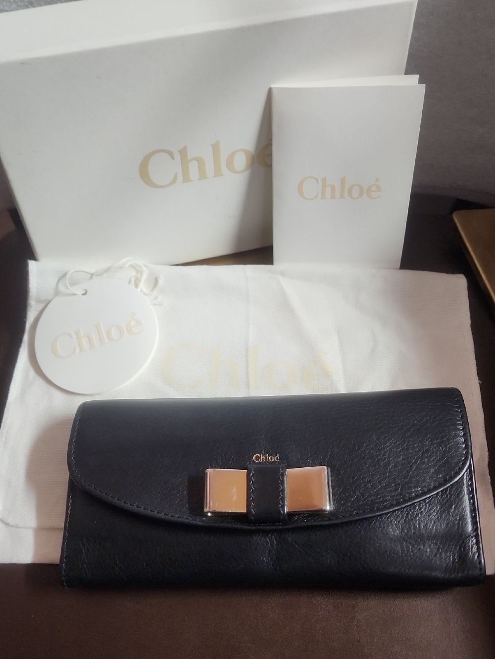 Chloé Butter Black Leather Continental Wallet Euc